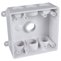 HUBBELL Hubbell PDB77550WH Bell 2-Gang Weatherproof Box Seven 1/2 in. or 3/4 in. Threaded Outlets, 2 in
