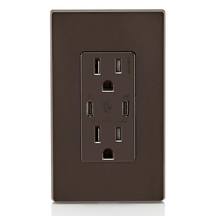 LEVITON Leviton T5637-B Br 15A Tr Recpt Usb Type C Non-Pd Chrg