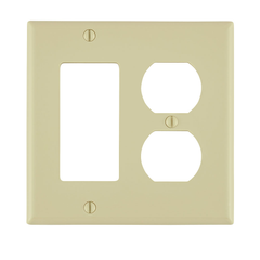 LEVITON Leviton 80746-I Combination Wallplate 2-Gang 1-Duplex 1-Decora/GFCI