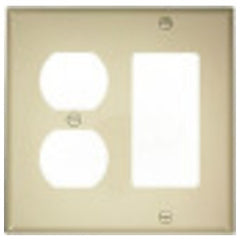 LEVITON Leviton 80746-I Combination Wallplate 2-Gang 1-Duplex 1-Decora/GFCI