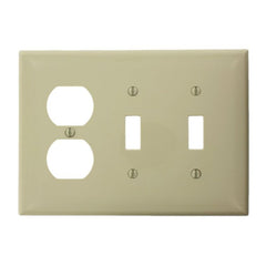 LEVITON Leviton PJ21-I Combination Device 2 Toggle/1 Duplex Outlet Opening 3-Gang Midway Size Wallplate