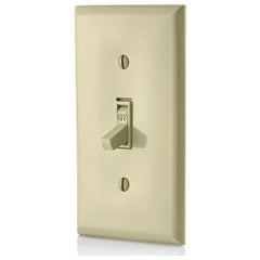 LEVITON Leviton 1451-2I Grounding AC Quiet Toggle Switch 120 VAC, 15 A, 1/2, 2 hp Power Rating SP
