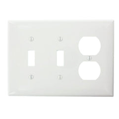 LEVITON Leviton PJ21-W Combination Device 2 Toggle/1 Duplex Outlet Opening 3-Gang Midway Size Wallplate