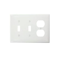 LEVITON Leviton PJ21-W Combination Device 2 Toggle/1 Duplex Outlet Opening 3-Gang Midway Size Wallplate