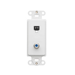 LEVITON Leviton 40659-W Decora Insert, 6P4C + F-Connector