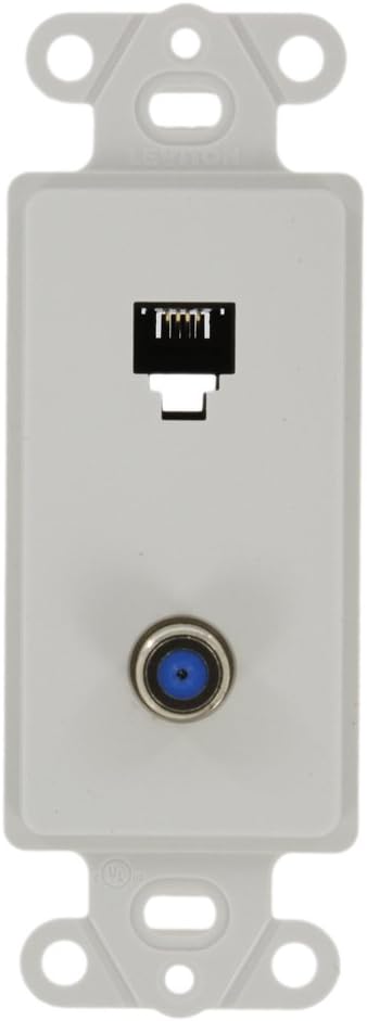 LEVITON Leviton 40659-W Decora Insert, 6P4C + F-Connector