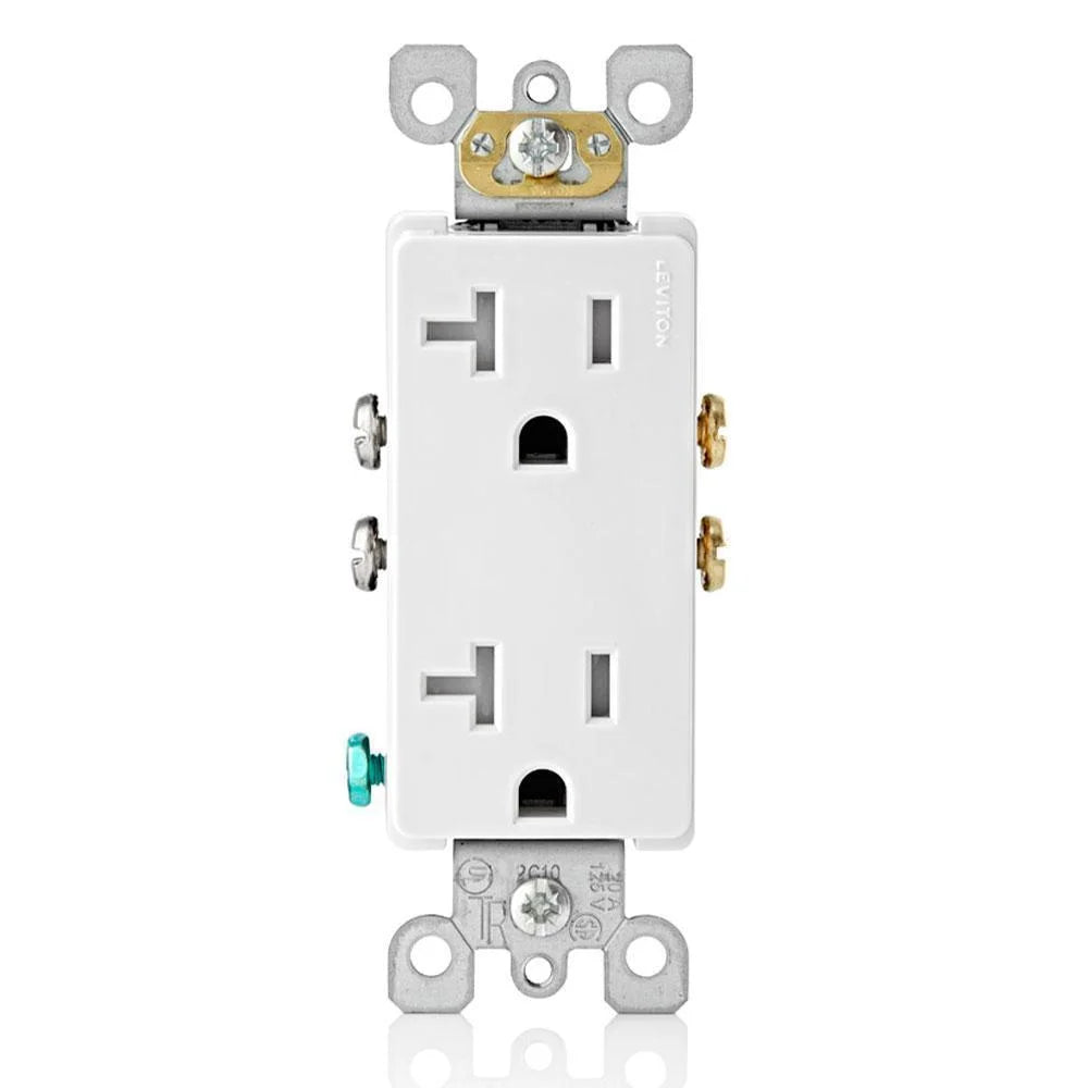 LEVITON Leviton T5825-W Decora Duplex Receptacle 20 Amp