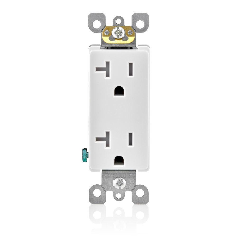 LEVITON Leviton T5825-W Decora Duplex Receptacle 20 Amp