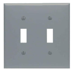 LEVITON Leviton PJ2-GY 2-Gang Toggle Switch Wallplate, Midway Size