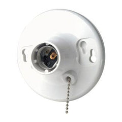 LEVITON Leviton 8827-CW4 1-Piece Top Wired Lamp Holder with Pull Chain, 660 W, Medium
