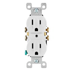 LEVITON Leviton 5320-WCP Grounding Duplex Receptacle 125 VAC, 15 Amp