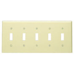 LEVITON Leviton 86023 5-Gang Toggle Device Switch Wallplate, Standard Size, Thermoset, Device Mount