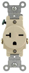 LEVITON Leviton 5821-I 20 Amp, 250 Volt, Narrow Body Single Receptacle, Straight Blade, Commercial Grade, Grounding