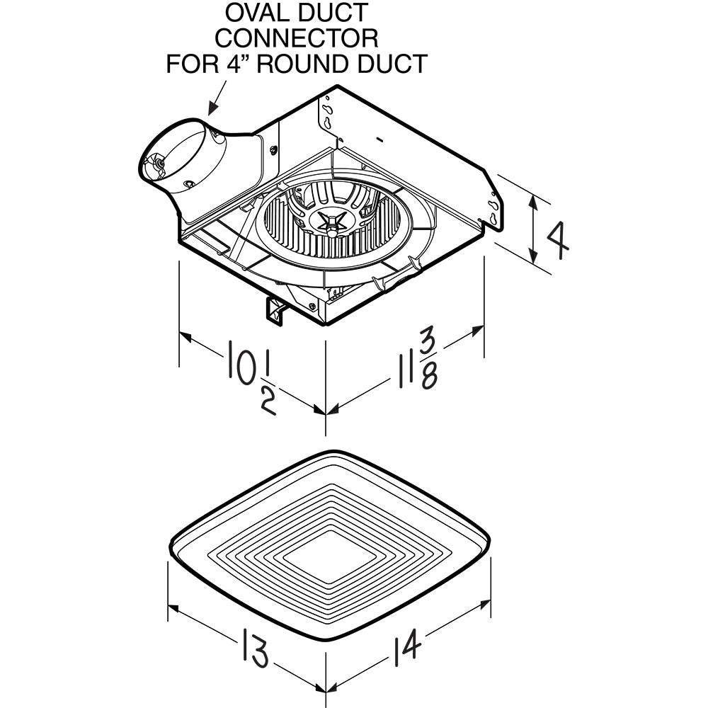 BROAN-NUTONE Broan-Nutone LP110H LoProfile 110 CFM Ventilation Fan Housing Pack