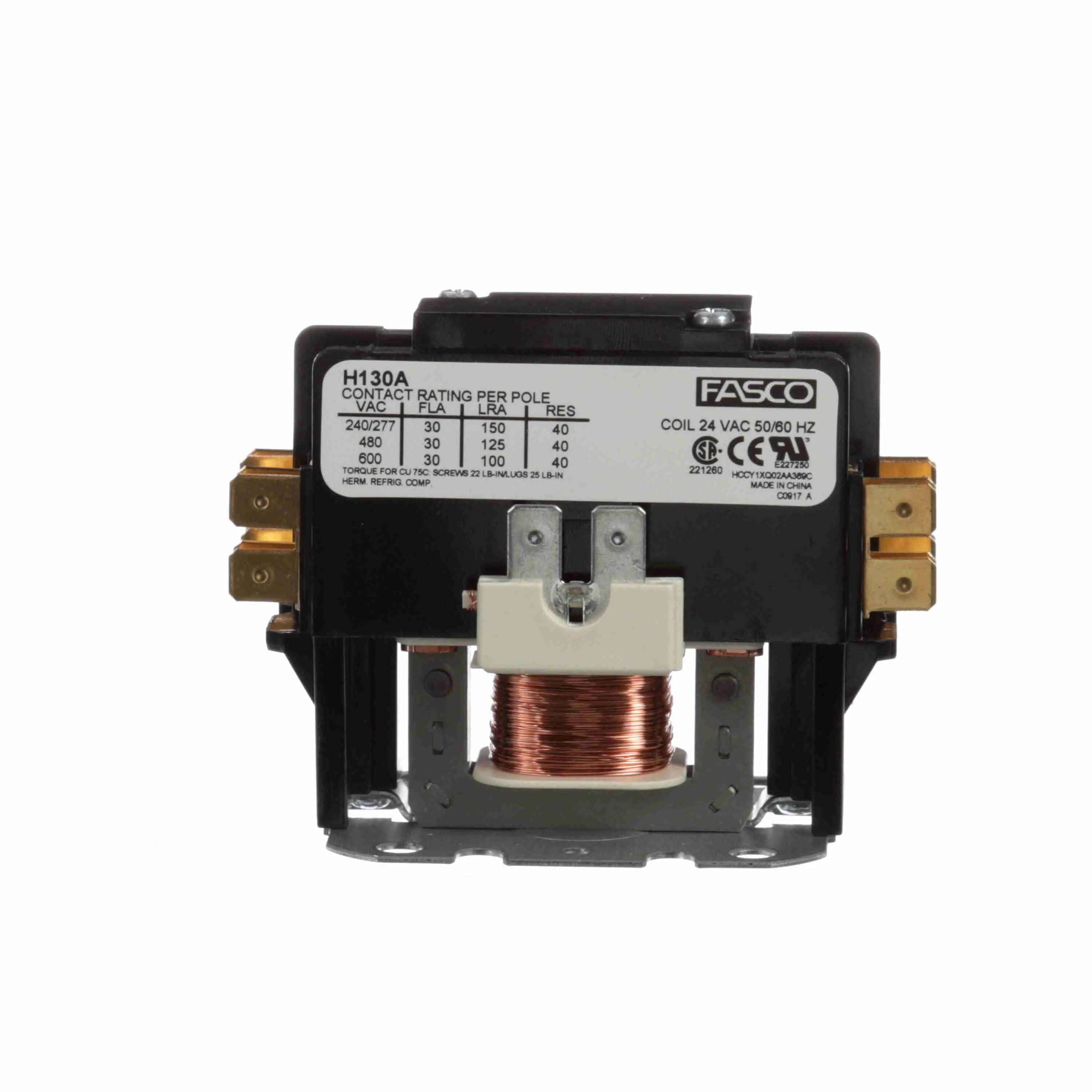FASCO Fasco H130A Contactor 1 Pole, 30 Amps, 24 Volts