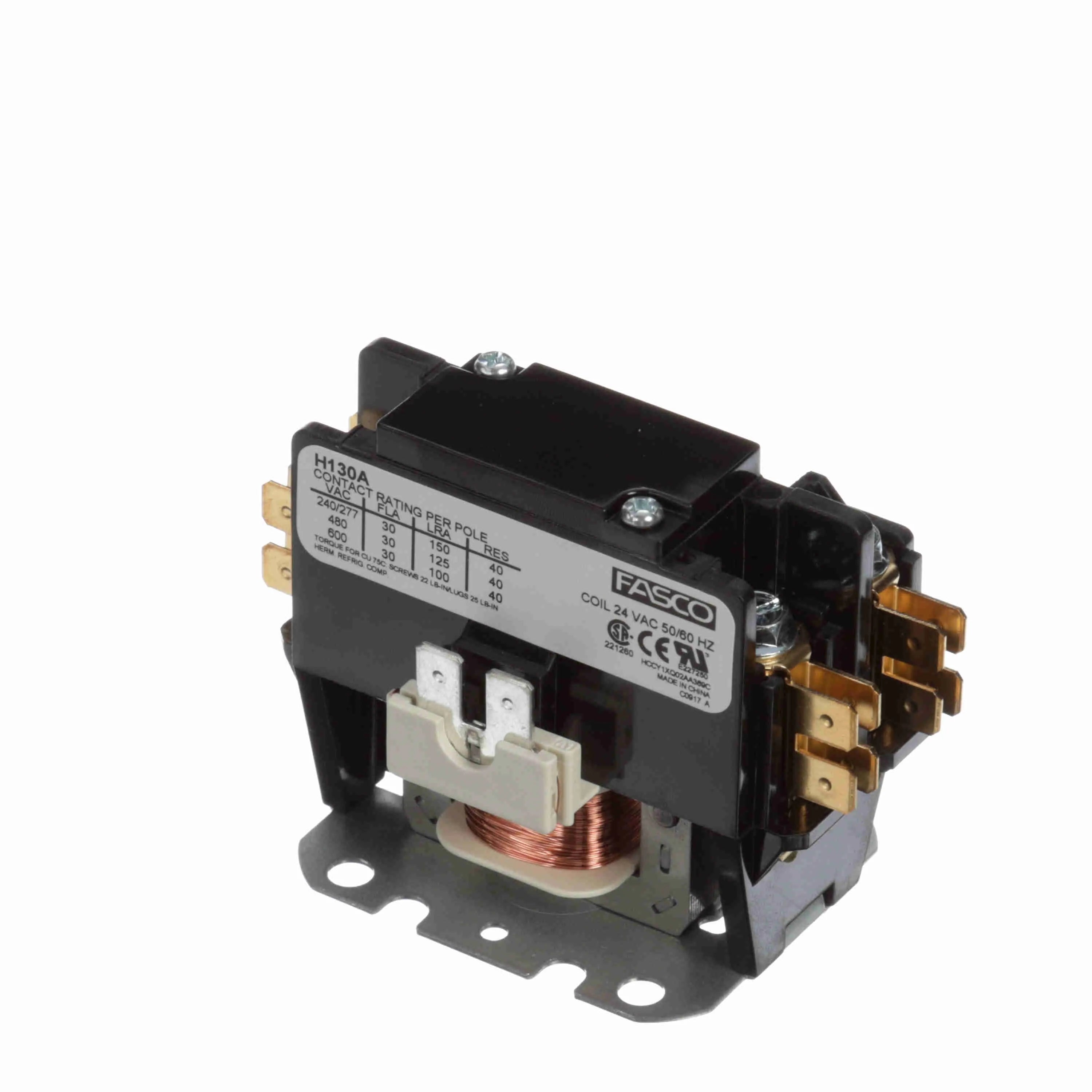 FASCO Fasco H130A Contactor 1 Pole, 30 Amps, 24 Volts