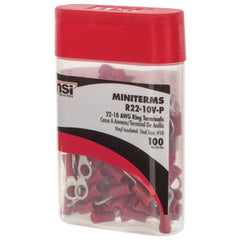 NSI INDUSTRIES Nsi Industries R22-10V-P Miniterminal Propack Vinyl Ring Terminal 22-18 AWG #10 Stud (Pack of 100)