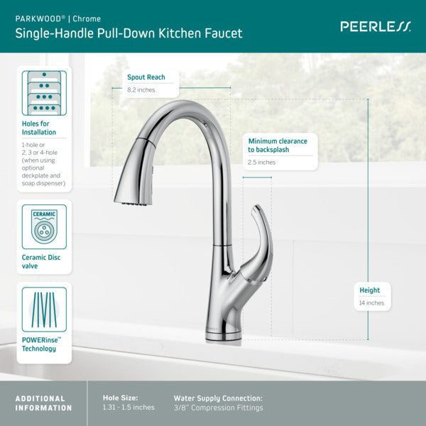 PEERLESS Peerless P7935LF Parkwood Single Handle Pulldown Kitchen Faucet