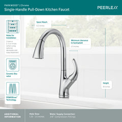 PEERLESS Peerless P7935LF Parkwood Single Handle Pulldown Kitchen Faucet