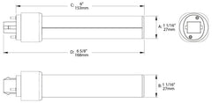RAB Rab PLC-9-H-840-BYP LED Lamp 9W