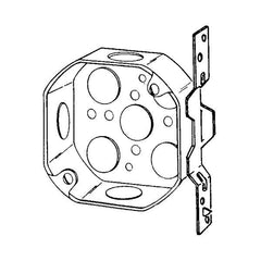 APPLETON Appleton 4OVB-1/2 Octagon Box, Steel, 15.5 cu-in Capacity, 8 Knockouts, 1-1/2 in D