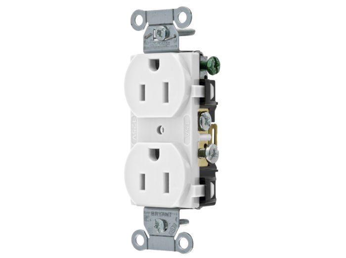 HUBBELL Bryant CBRS15W Duplex Receptacle 15A 125V Single Pack