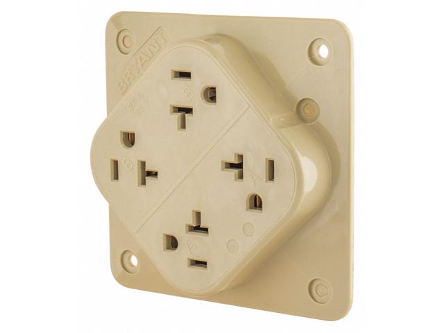HUBBELL Bryant 21254I Quadplex Receptacle 20 Amp 125V
