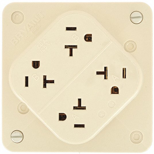 HUBBELL Bryant 21254I Quadplex Receptacle 20 Amp 125V