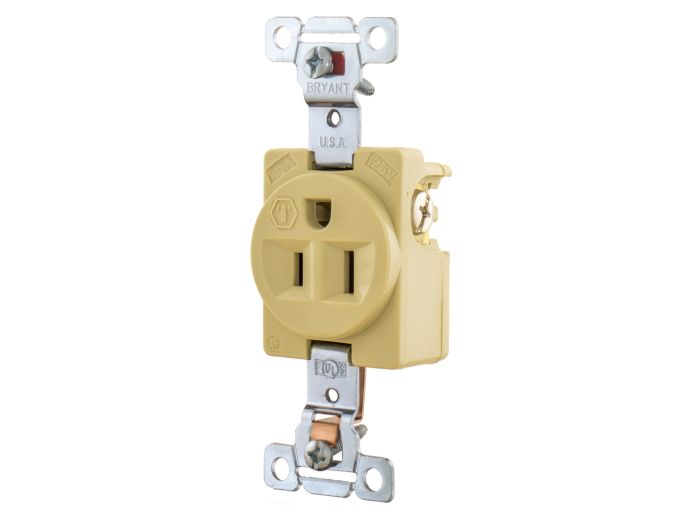 HUBBELL Bryant 5251I Receptacle Single 15A 125V 5-15R