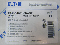 EATON Eaton FAZ-C40/1-NA-SP FAZ 40A, 1P, 240V AC, 48V DC, C-Curve, UL489