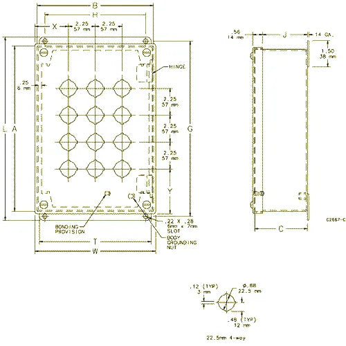NVENT Hoffman E2PBGXM Deep Pushbutton Enclosure 2PB x 22.5mm