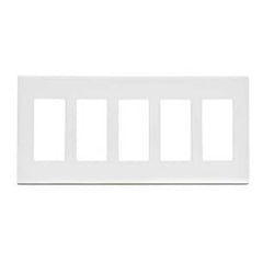 LEVITON Leviton 80321-SW 5-Gang Decora Plus Screwless Wall Plate