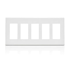 LEVITON Leviton 80321-SW 5-Gang Decora Plus Screwless Wall Plate