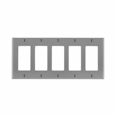 LEVITON Leviton 80423-GY 5-Gang GFCI Decora Wallplate Standard Size Thermoset Device Mount