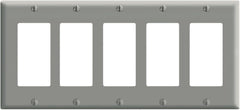 LEVITON Leviton 80423-GY 5-Gang GFCI Decora Wallplate Standard Size Thermoset Device Mount