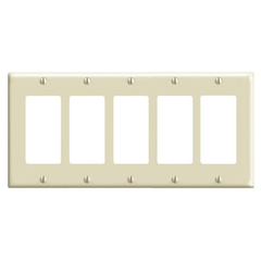 LEVITON Leviton 80423-GY 5-Gang GFCI Decora Wallplate Standard Size Thermoset Device Mount