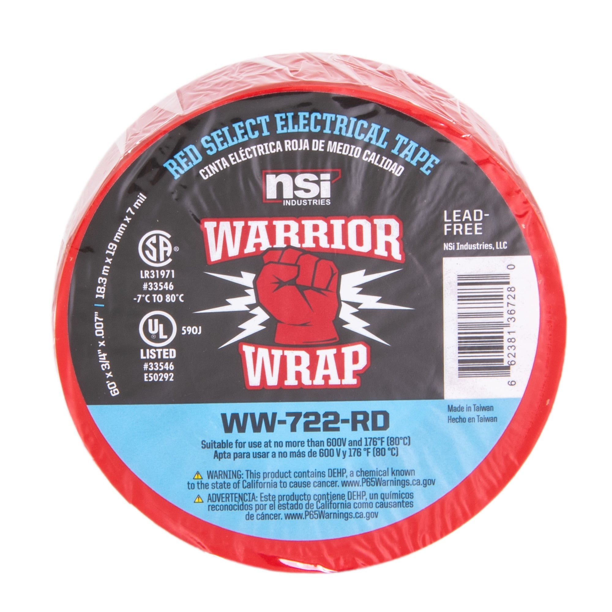 NSI Nsi WW-722-RD Professional Vinyl Electrical Tape 60ft