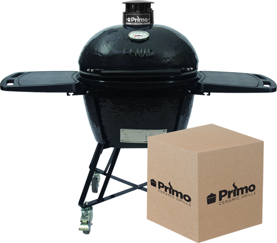 PRIMO Primo PGCRC All-in-One Large Round Ceramic Kamado Grill with Cradle & Side Shelves