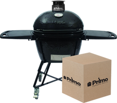 PRIMO Primo PGCRC All-in-One Large Round Ceramic Kamado Grill with Cradle & Side Shelves