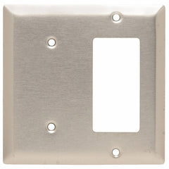 LEGRAND Pass & Seymour SS1426 2-Gang 302/304 Stainless Steel Wall Plate 1 Blank and 1 Decorator