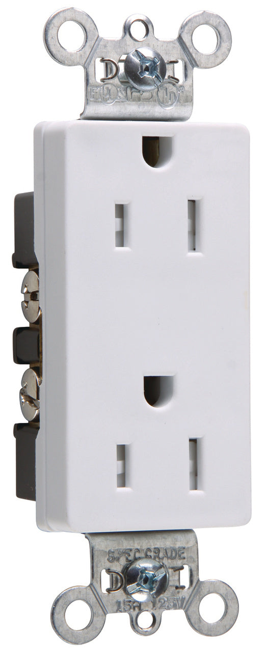 LEGRAND Pass & Seymour 26252-W Heavy-Duty Decorator Spec Grade Receptacles 15A 125V