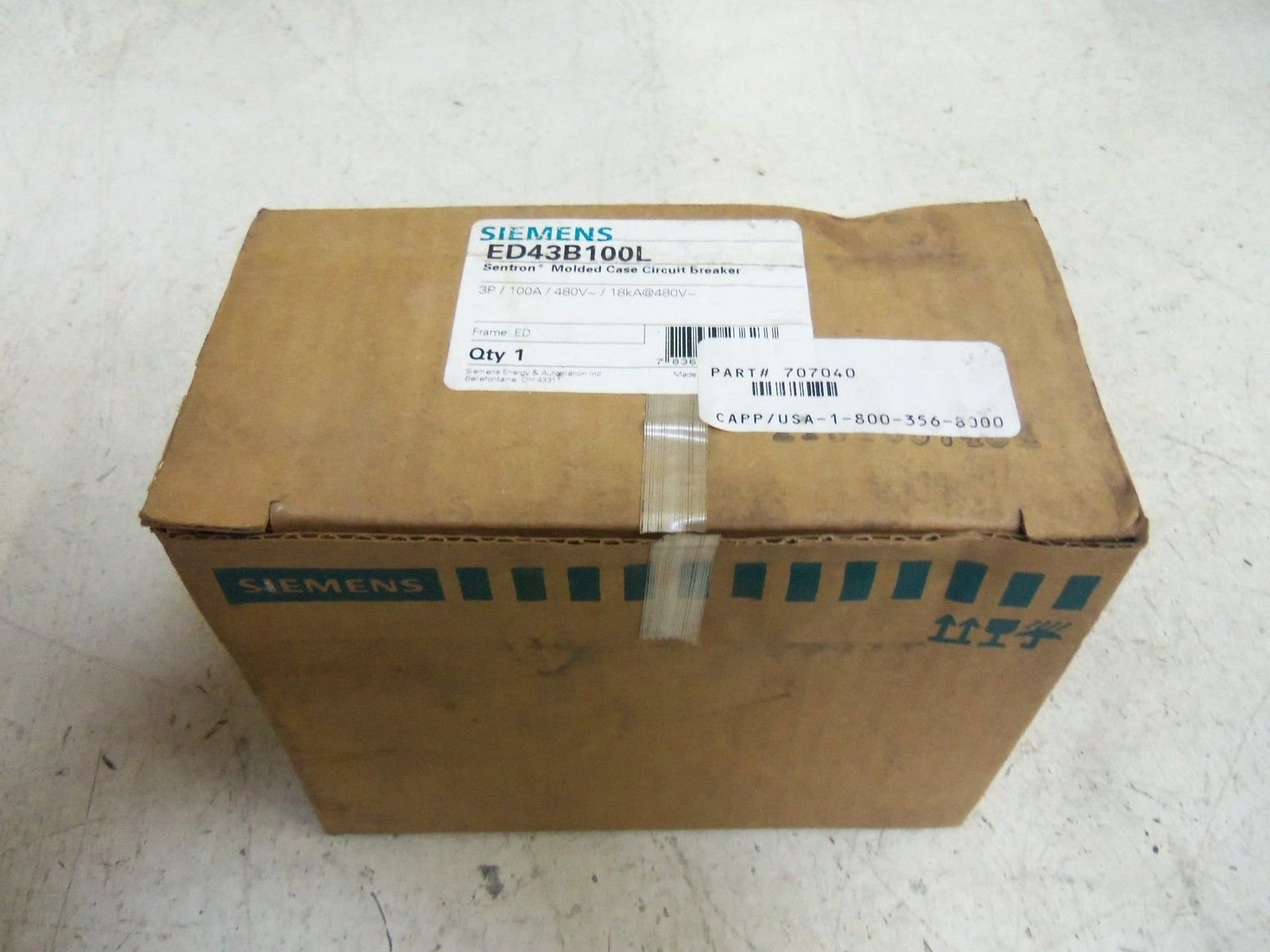 SIEMENS Siemens ED43B100L SENTRON Circuit Breaker 100A