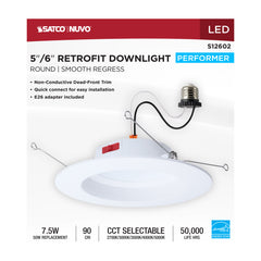 Satco Satco S12602 8wled/dlr/5-6/5cct/e/rnd/wh 5-6 inch