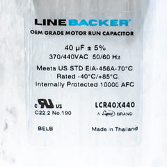 SUPCO Supco LCR40X440 Capacitor Oval Run 40 uf 370/440 Volts