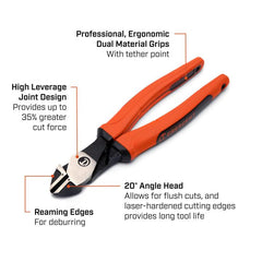 CRESCENT Crescent Z5428CG-06 Z2 Diagonal Cutting Plier with Cushion Grip Rawhide Handle 8 in