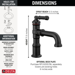 DELTA Delta 584-BLLPU-DST Broderick Single Handle Bathroom Faucet 1.2 GPM