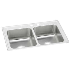 ELKAY Elkay LRAD332265MR2 Lustertone SS Equal 2 Bowl Top Mnt Sink 33 inches x 22 inches x 6.5 inches