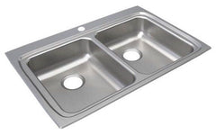 ELKAY Elkay LRAD332265MR2 Lustertone SS Equal 2 Bowl Top Mnt Sink 33 inches x 22 inches x 6.5 inches