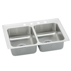 ELKAY Elkay LRAD331965MR2 Lustertone Ss, Equal 2 Bowl Top Mnt Sink, Drop-In Mount, MR2 Hole