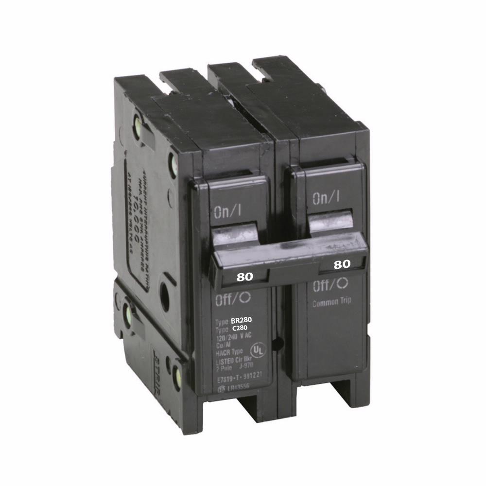 CUTLER & HAMMER Cutler & Hammer BR280 Type BR Circuit Breaker 80A 2-Pole